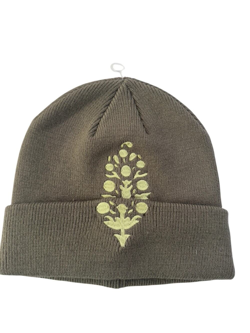 NWOT Free People FP Movement Hat Beanie Green Winter Womens Embroidered #NE240
